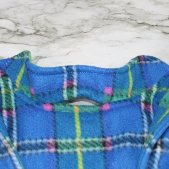 HAND CRAFTED Dog Coat Fleece Winter Reversible Blue Plaid Print XL XXL - Picture 5 of 11